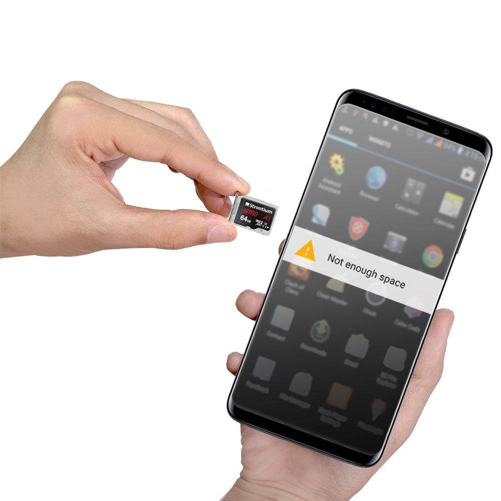 Strontium Nitro 64GB Micro SDXC Memory Card 100MB/s A1 UHS-I U3 Class 10 w/Adapter High Speed for Smartphones Tablets Drones Action Cams (SRN64GTFU3A1A)