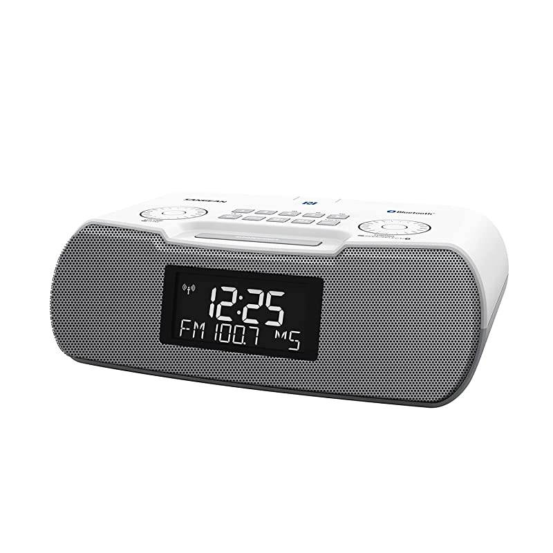 RCR20 FMRDS RBDS AMBluetoothAuxinUSB Phone Charging Digital Tuning Clock Radio with Battery Backup GrayWhite