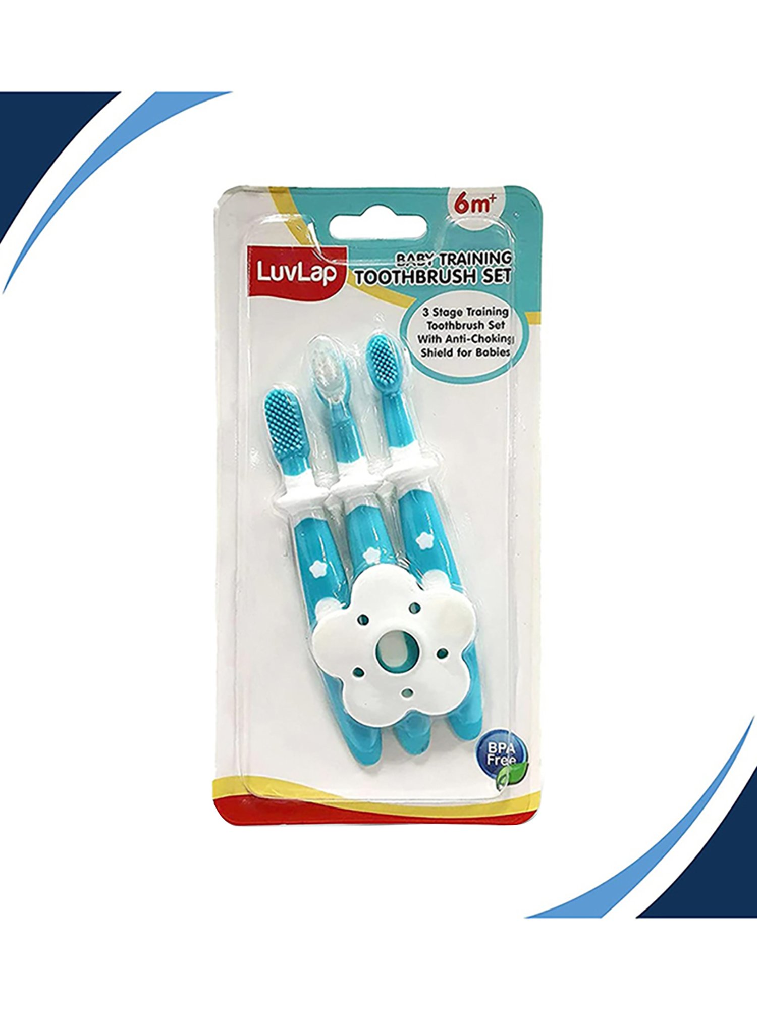 LuvLap Baby Training Toothbrush Set (Blue)