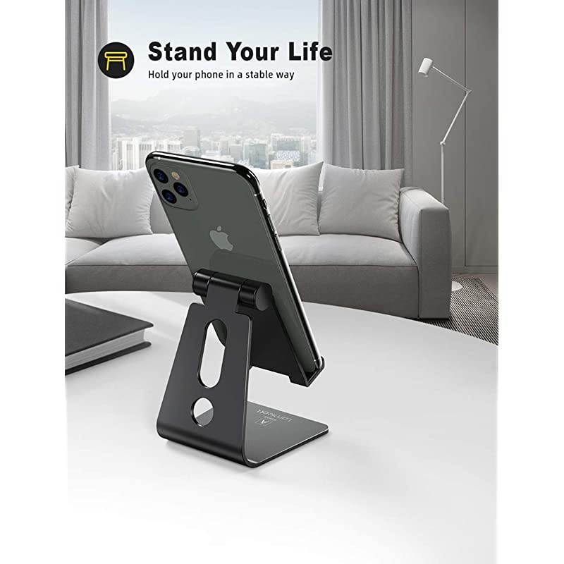Adjustable Cell Phone Stand  Phone Stand Update Version Cradle Dock Holder Suitable to Switch iPhone 8 X 7 6 6s Plus 5 5s 5c Charging Accessories Desk All Android Smartphone Black