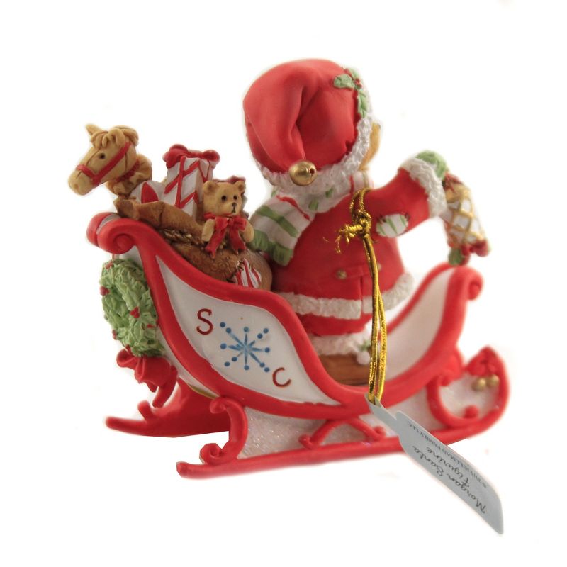 Cherished Teddies 3.75" Morgan Santa Figurine Sleigh  -  Decorative Figurines