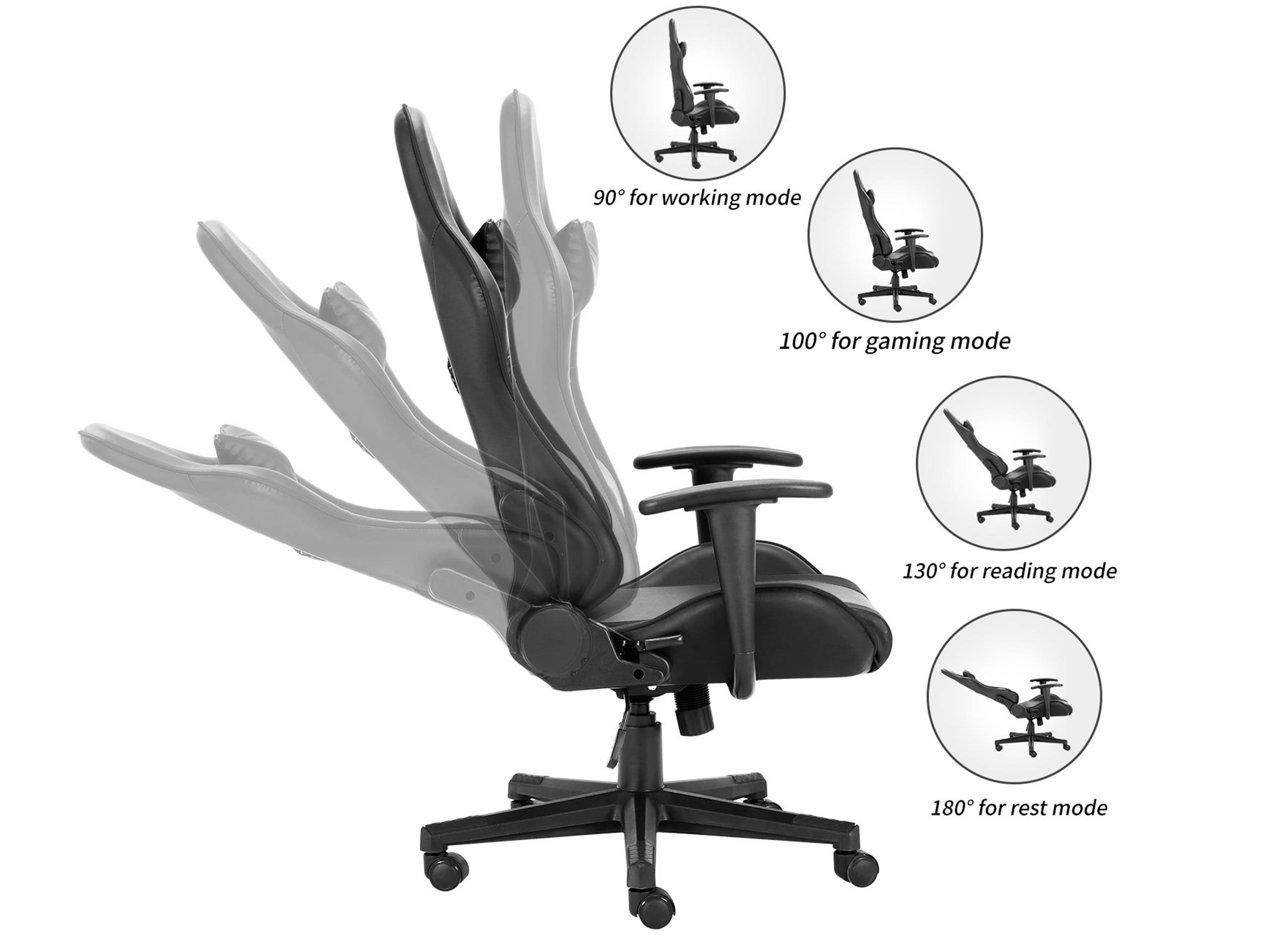 Home Office Racing Gaming Chair High Back Ergonomic Recliner Computer Chair, Height Adjustable Massage Gaming Chair With Neck Protection And Lumbar Support