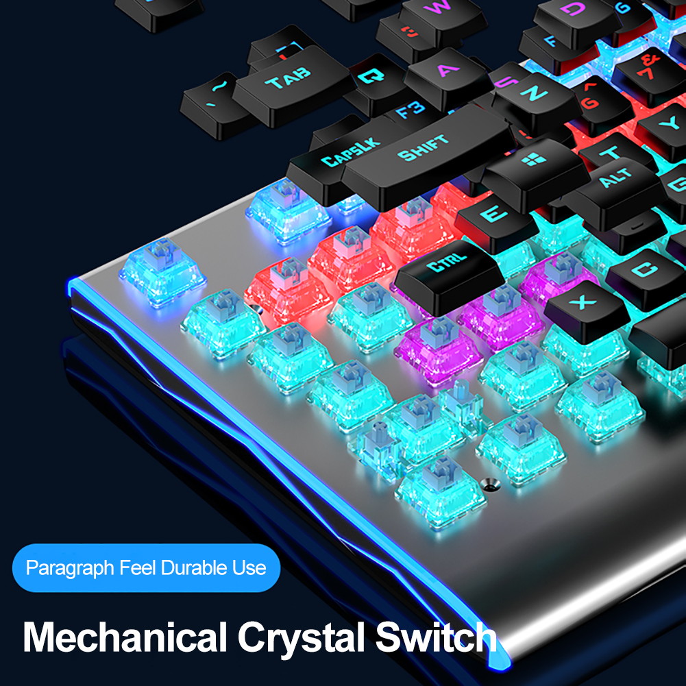 AULA F2088 RGB Mechanical Gaming Keyboard, with Media Keys, Detachable Wrist Rest, Rainbow Backlight, Durable Metal Panel, 104 Keys Anti-ghosting Ergonomic USB Wired PC Gaming Keyboards (Blue Switch)