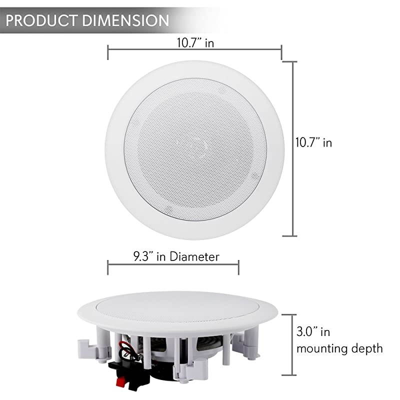 Pair 8&rdquo; Bluetooth Flush Mount in-Wall in-Ceiling 2-Way Universal Home Speaker System Spring Loaded Polyprone Cone & Bluetooth Receiver Wall Mount - in-Wall Audio Control Receiver