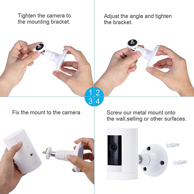 Wall Mount Compatible with Ring Stick Up Cam WiredBattery and Ring Indoor Cam HD Security Camera360 Degree Adjustable Mounting Bracket 2 Pack