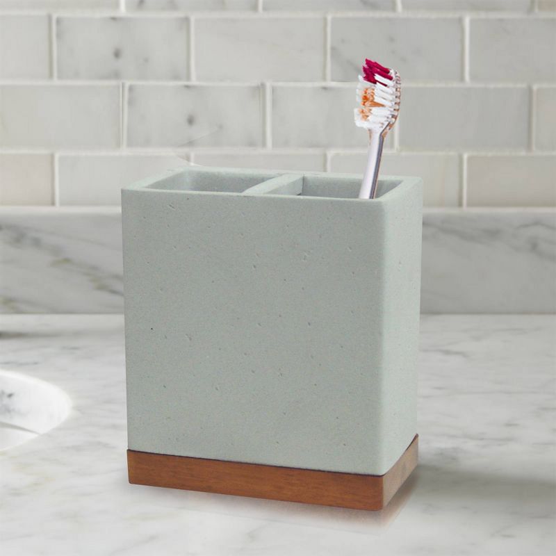 3pc Concrete Stone Bath Accessory Set for Vanity Counter Tops Gray - Nu Steel