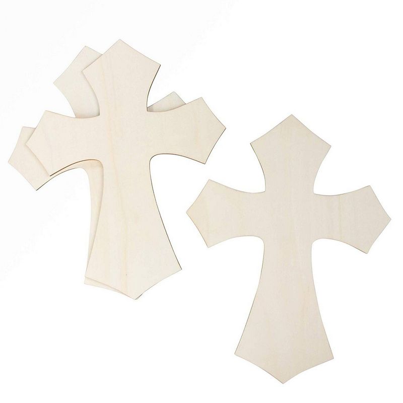 Unfinished Wood Wall Cross - 3-Pack Large Cross, 11.8 x 15.5-Inch Hanging Cross for DIY Craft, Religious Home Decoration