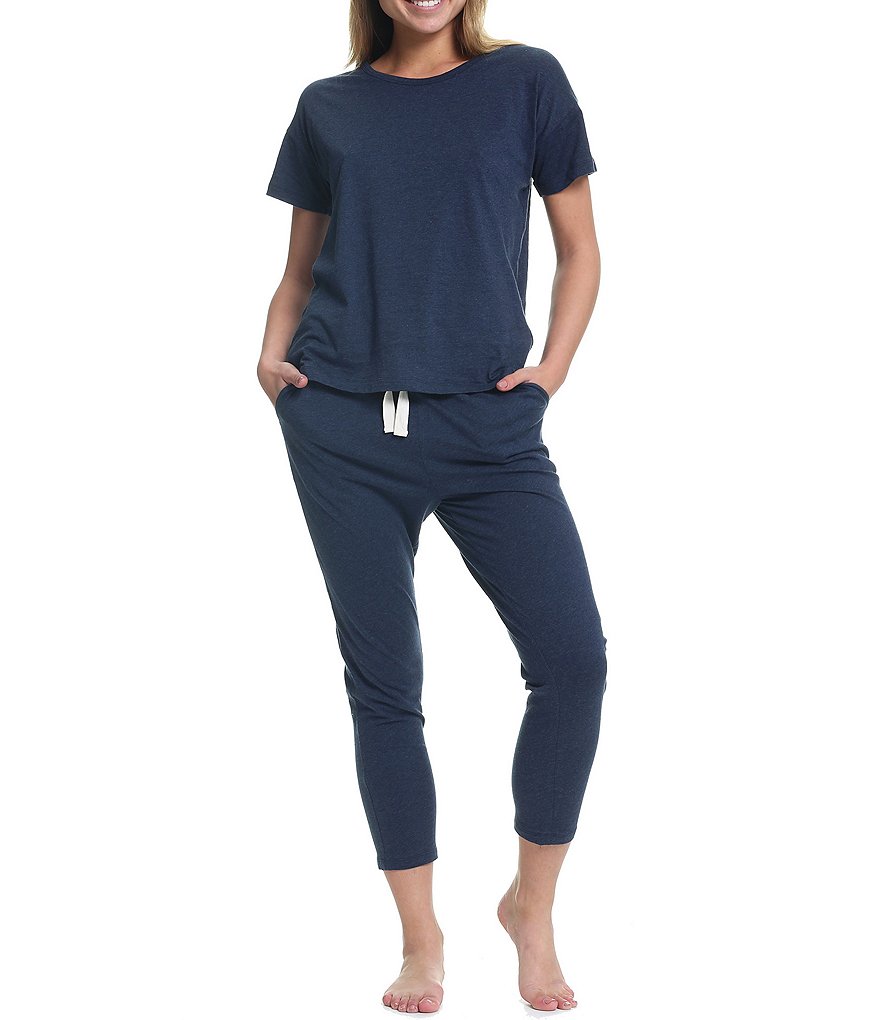 Papinelle Solid Knit Basic Tee & Pants Coordinating Pajama Set