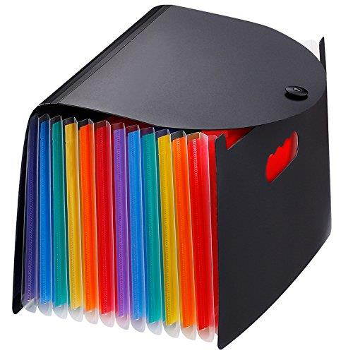 A4 Expanding File Folders with 13 Pockets lid, Letter Size Portable Accordion Expandable File Organizer, Flap and Cord Closure, Briefcase Business