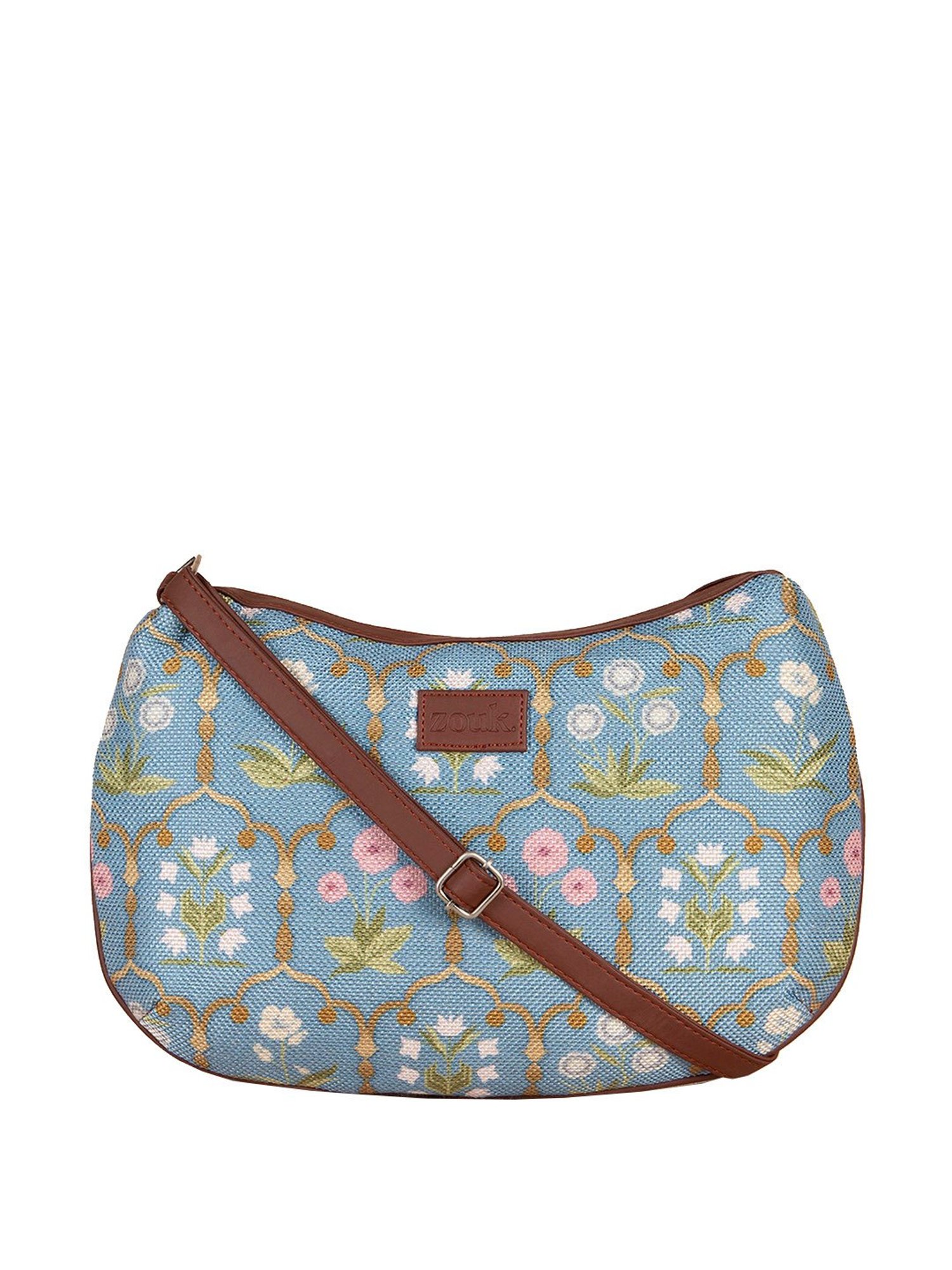ZOUK Blue Printed Medium Sling Handbag
