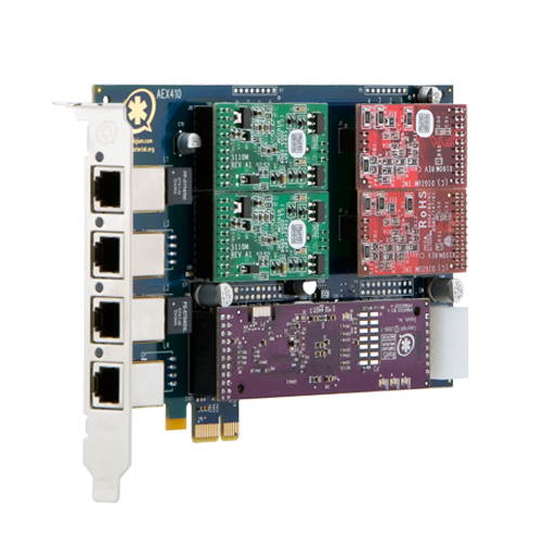 Digium - 1AEX410PLF - 4 port modular analog PCI-Express x1 card, no interfaces