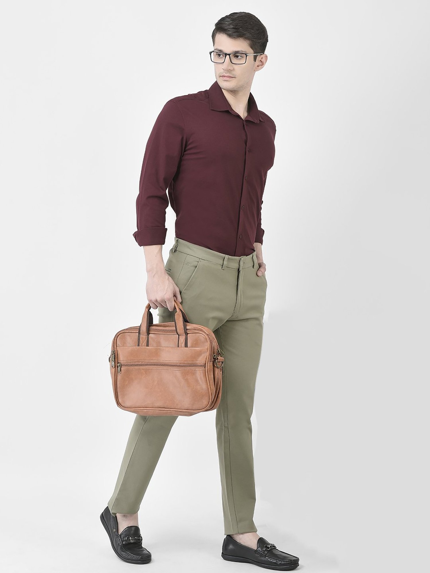 Crimsoune Club Green Slim Fit Flat Front Trousers