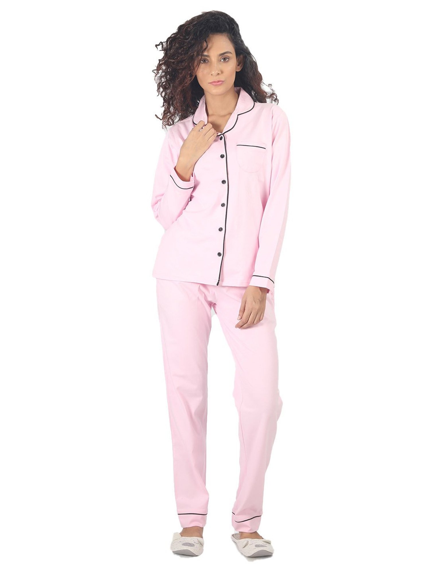 Nite Flite Pink Cotton Shirt With Pyjamas