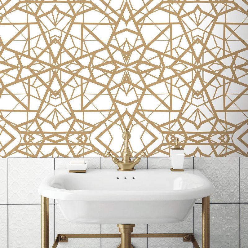 RoomMates Shatter Geometric Peel & Stick Wallpaper White/Gold