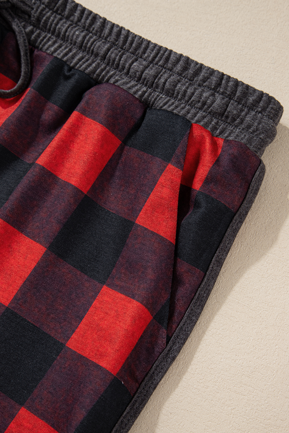 Rose Red Solid Waffle Knit Plus Size Two Piece Shorts Set