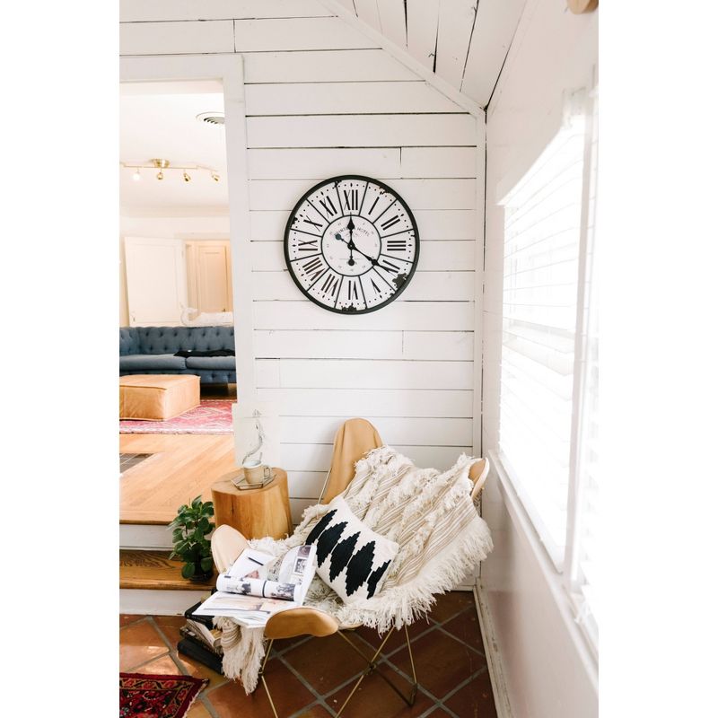 24" Round Metal & Wood Wall Clock White - 3R Studios