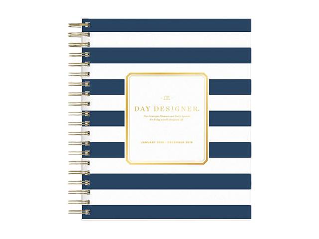 Day Designer Daily/Monthly Planner, 8 x 10, Navy/White, 2019 103622