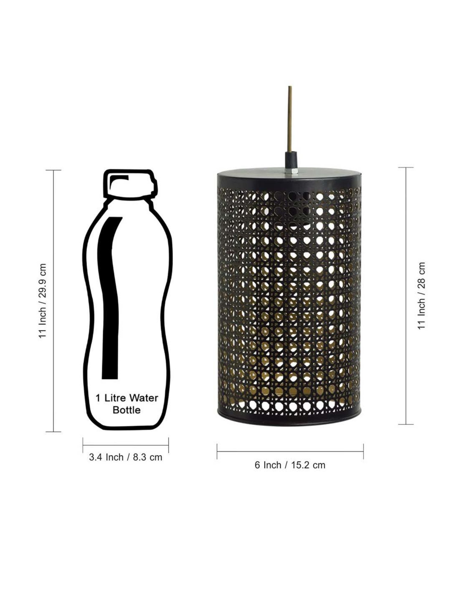 ExclusiveLane Ebony Elegance Brown Iron Hand-Etched Hanging Pendant Lamp