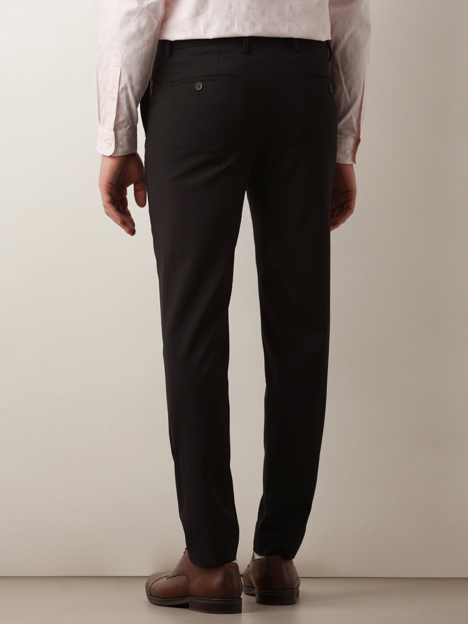SELECTED HOMME Black Slim Fit Flat Front Trousers
