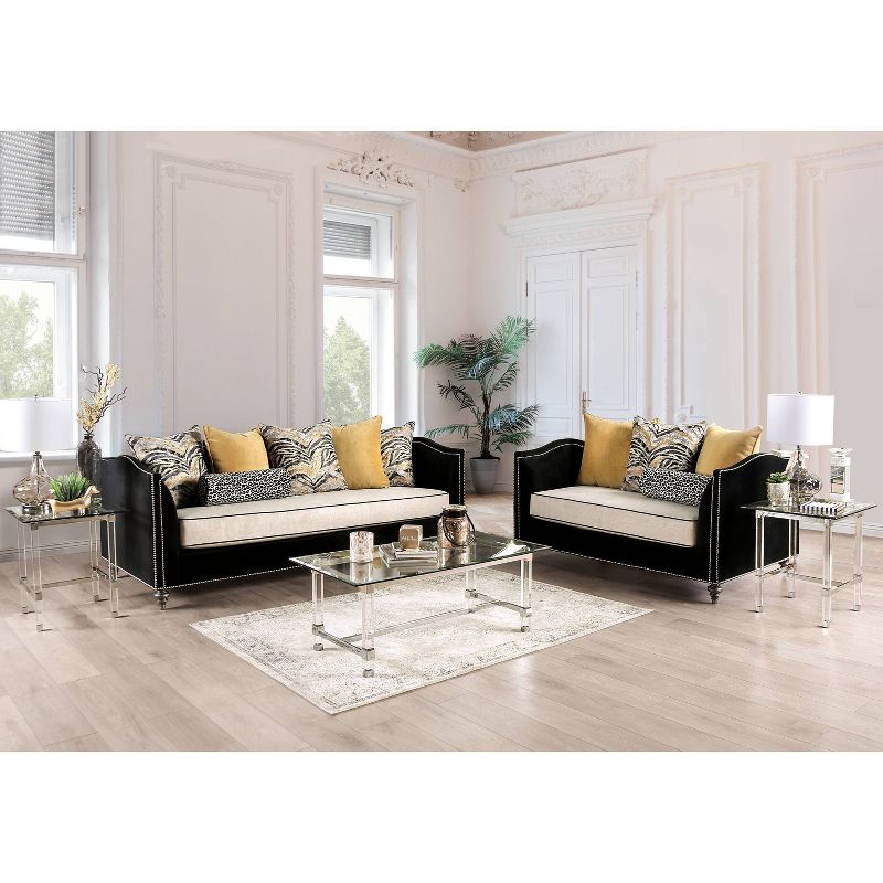 2pc Mariposa Transitional Loveseat and Sofa Set Black/Beige/Yellow - HOMES: Inside + Out