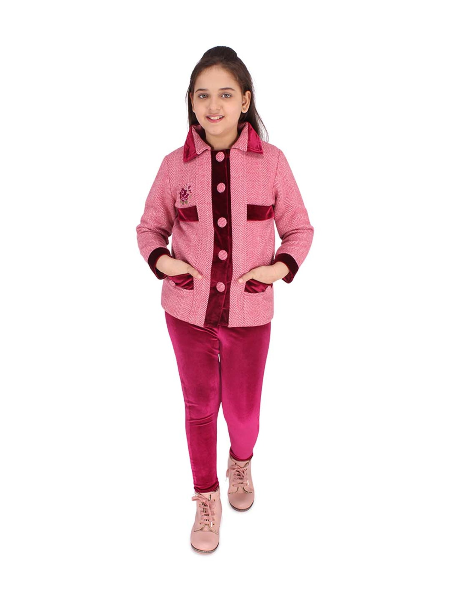 Elle Kids Black Self Pattern Jacket