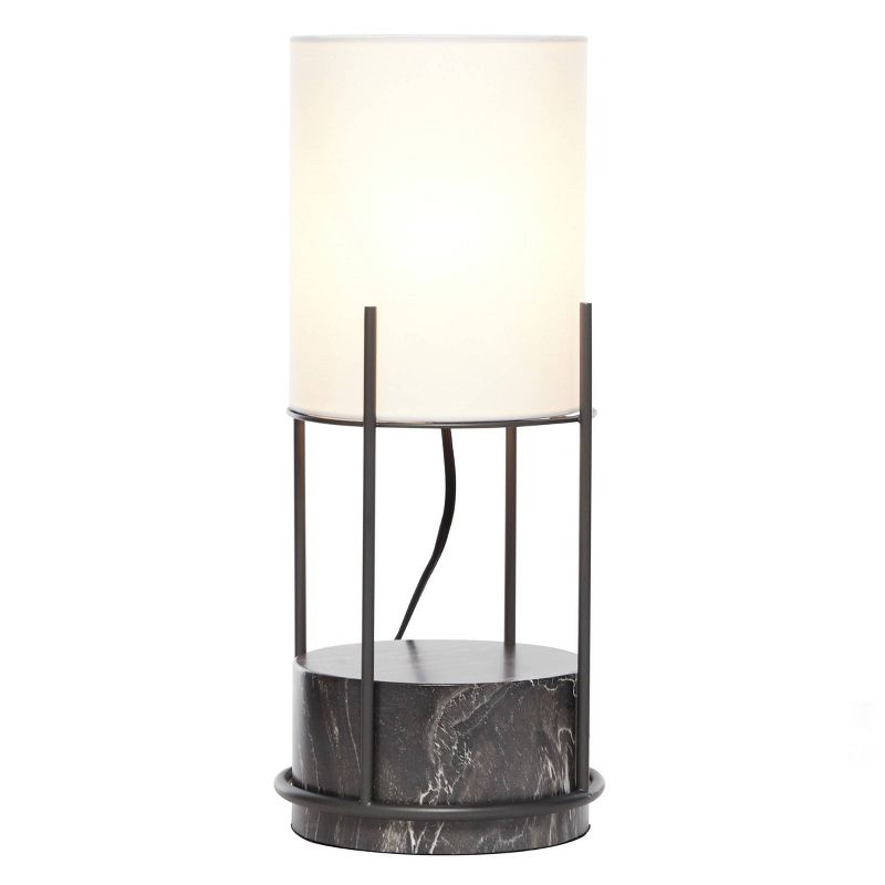 7.8" x 18.6" Marble Cylinder Table Lamp Black - Venus Williams Collection