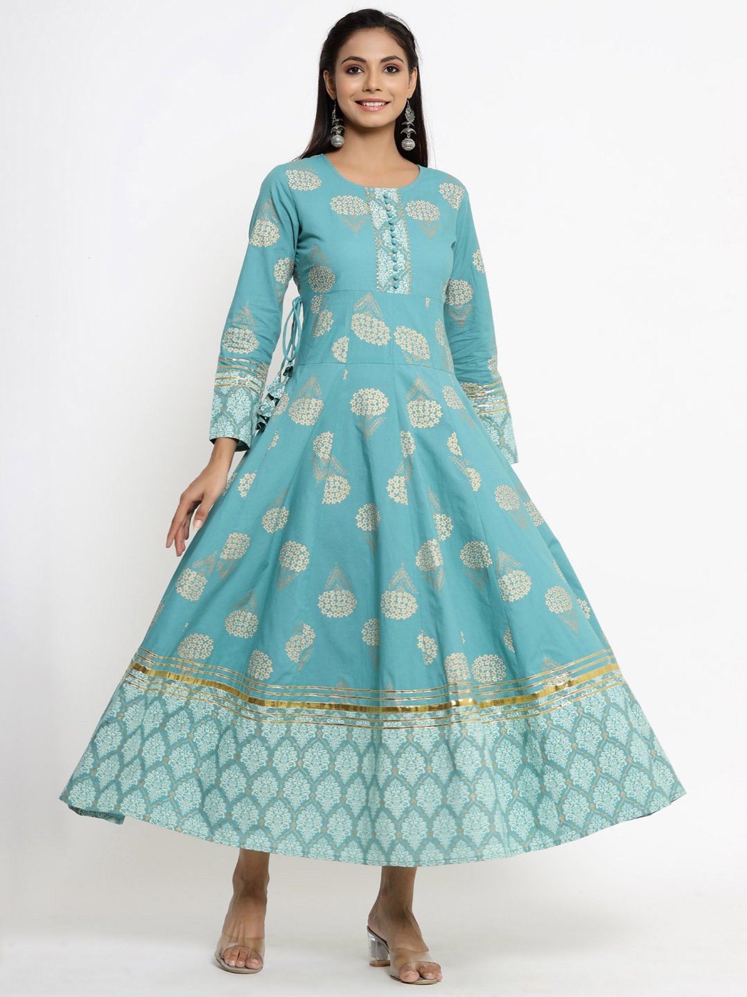 Kipek Blue Printed A Line Kurta