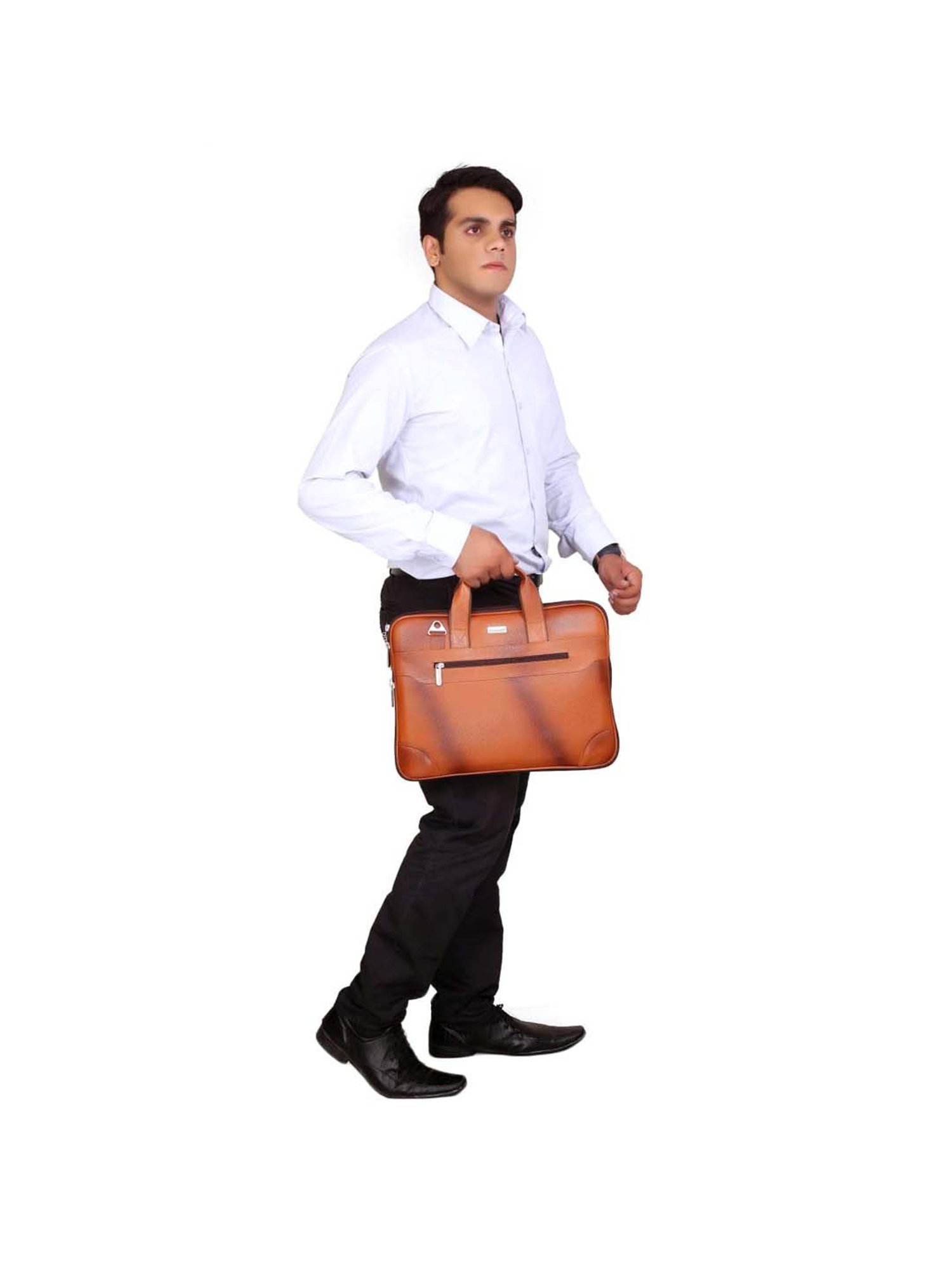 Scharf Walker Tan Formal Leather Laptop Bag
