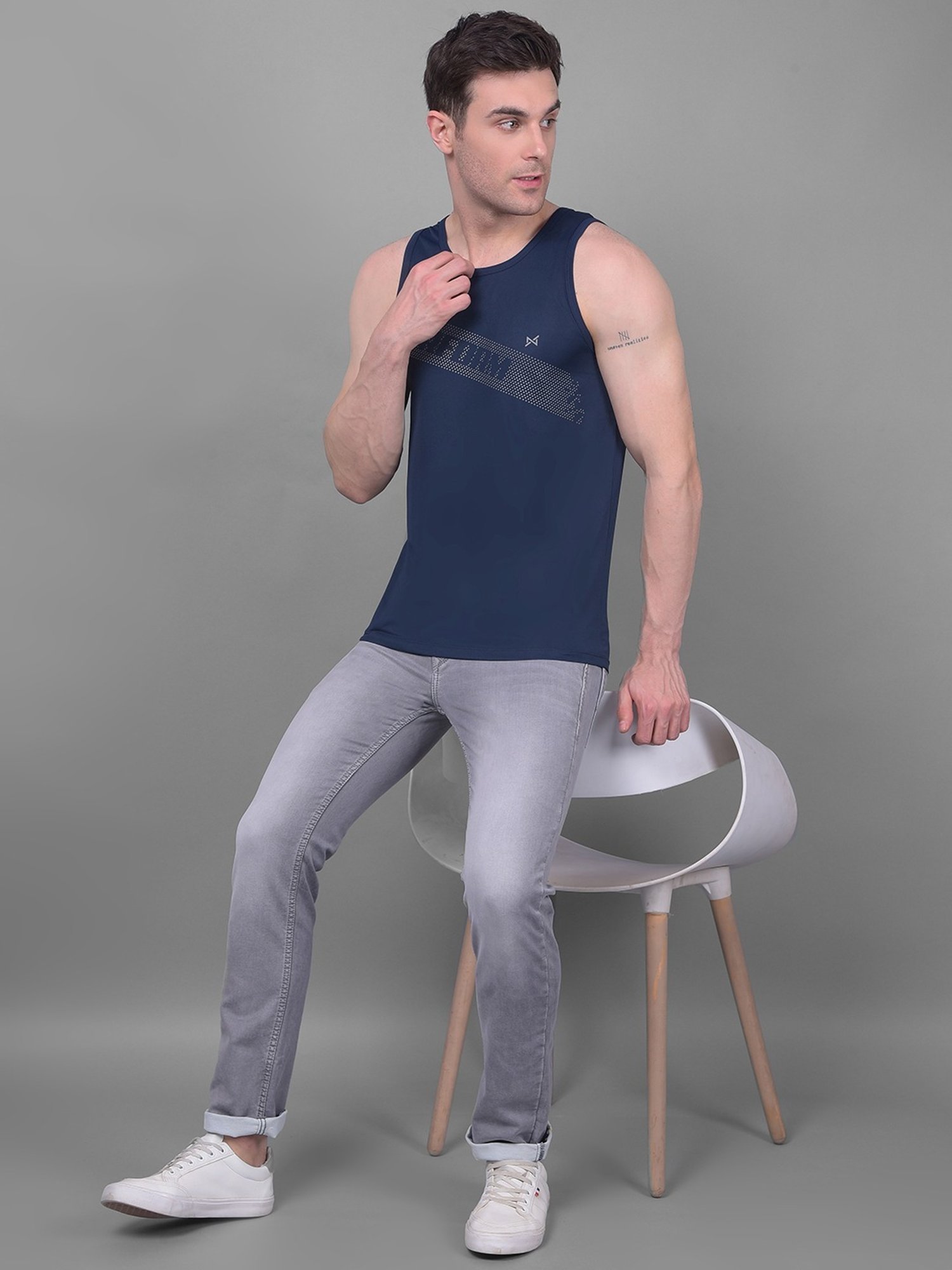 Force NXT Multicolored Regular Fit Printed Gym Vest - Pack Of 5