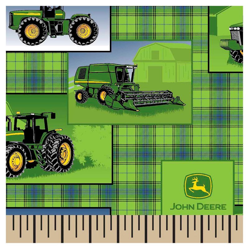 John Deere Plaid Patch Allover Fabric