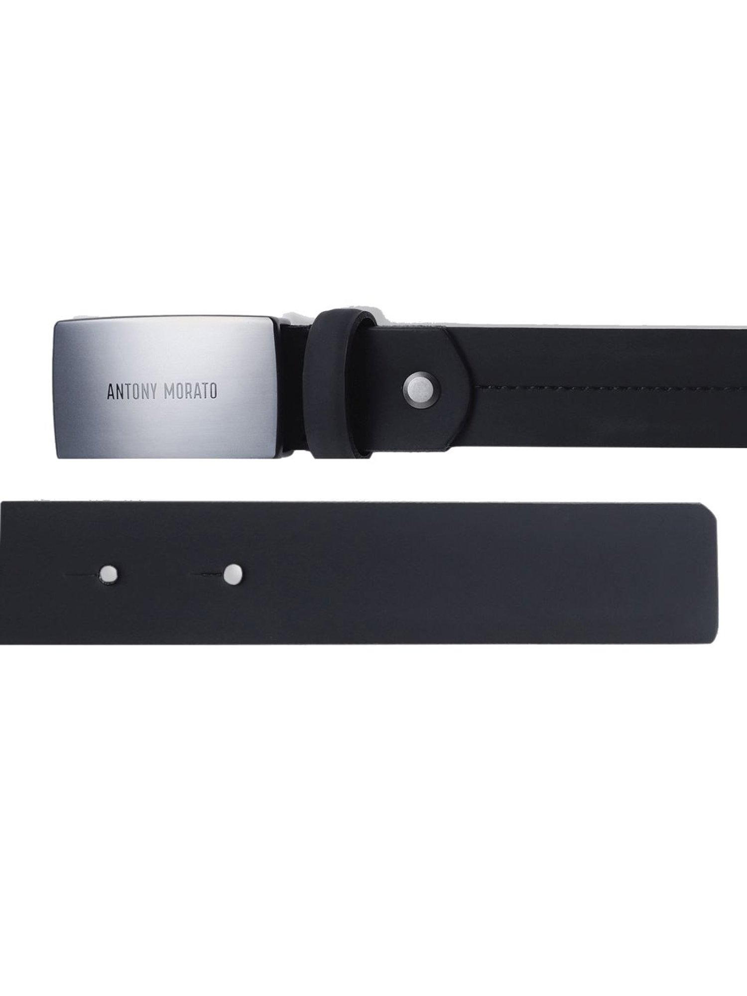 Antony Morato Black Leather Solid Waist Belt