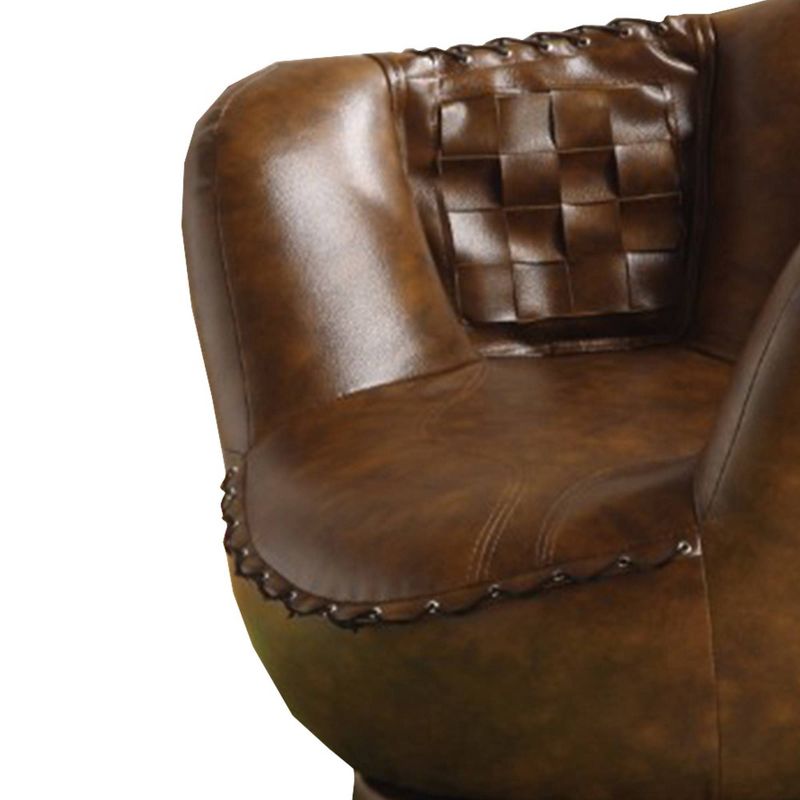 Baseball Glove Chair & Ottoman Brown - Benzara