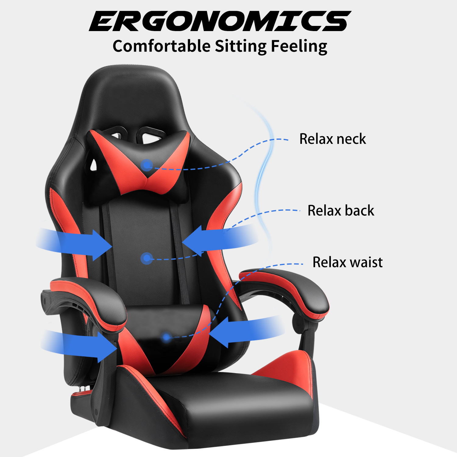 Ergonomic Gaming Chair Racing Computer Chair PU Leather Chair Adjusted Reclining Office Desk Chair with Headrest and Lumbar Support