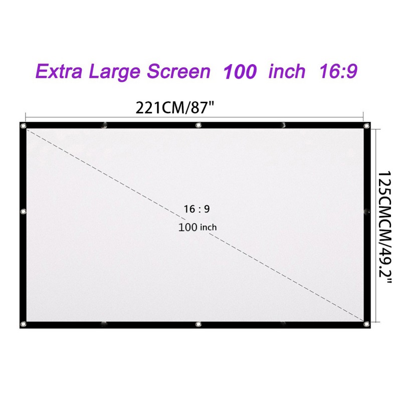 Portable Projector Screen 120 Inch 16:9 HD Folding Indoor Outdoor Movie Screen Gaming Office Home Cinema Projector Screen