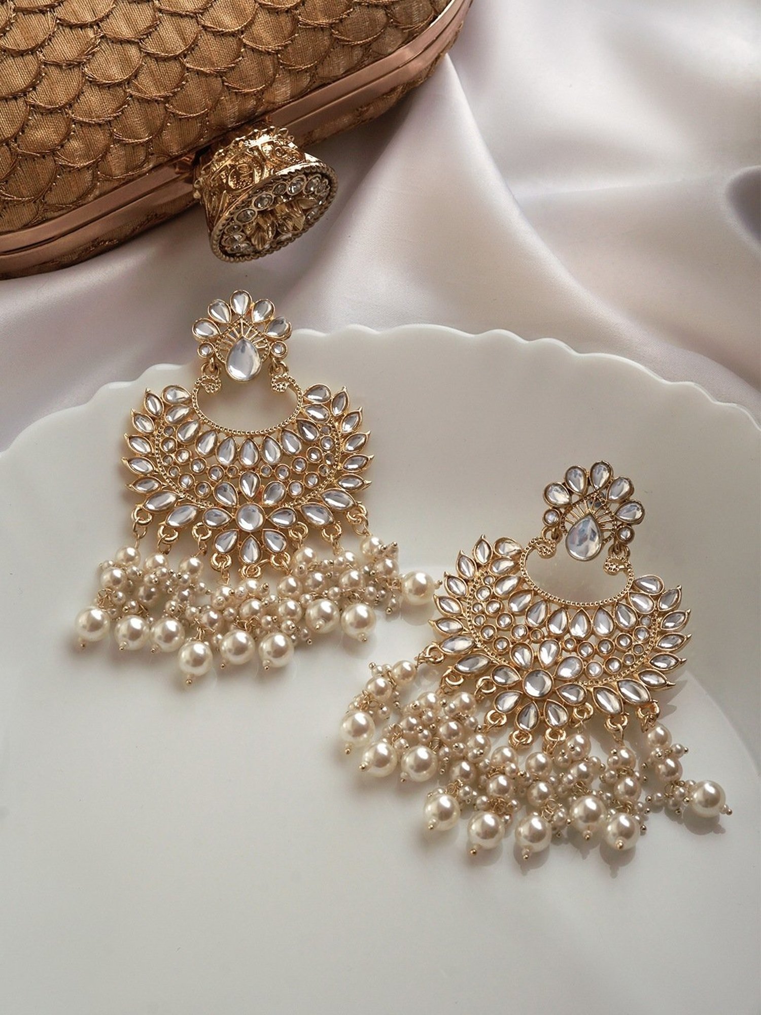Teejh Aanica Pearl & Polki Dangler Earrings