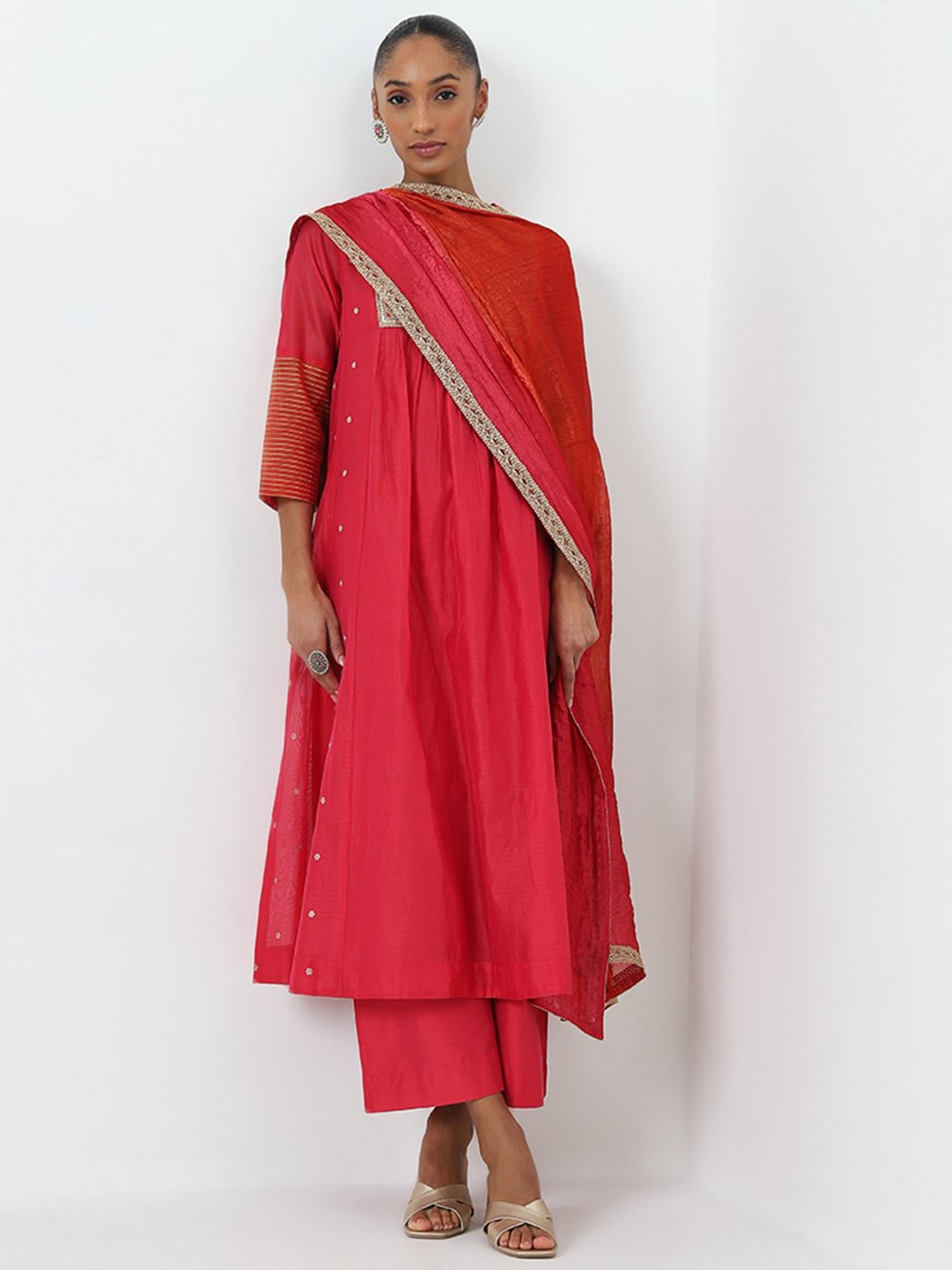 URBAN MYSTIC Black Rayon Embroidered Kurta & Sharara Set