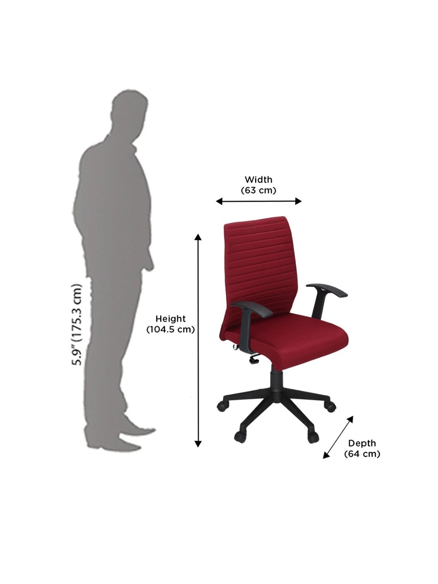 Nilkamal Thames Black PU Foam Mid Back Chair