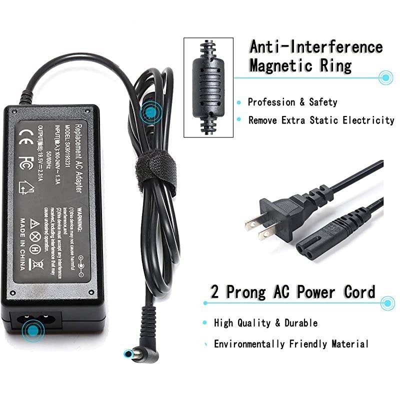 AC Adapter Laptop Charger Compatible for HP Notebook 15 Charger 15ay041wm 15ay011nr 15ay196nr 15ay191ms 15ay195nr 15ac121dx 15af131dx 15af113cl 15af123cl Notebook PC Power Supply Cord