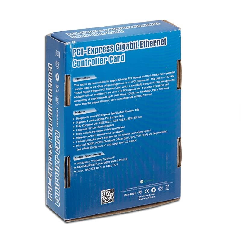 Crest Single Gigabit Ethernet PCI Express 21 PCIE x1 Network Adapter Card NIC 101001000 Mbps Card with Realtek RTL8111F Chipset