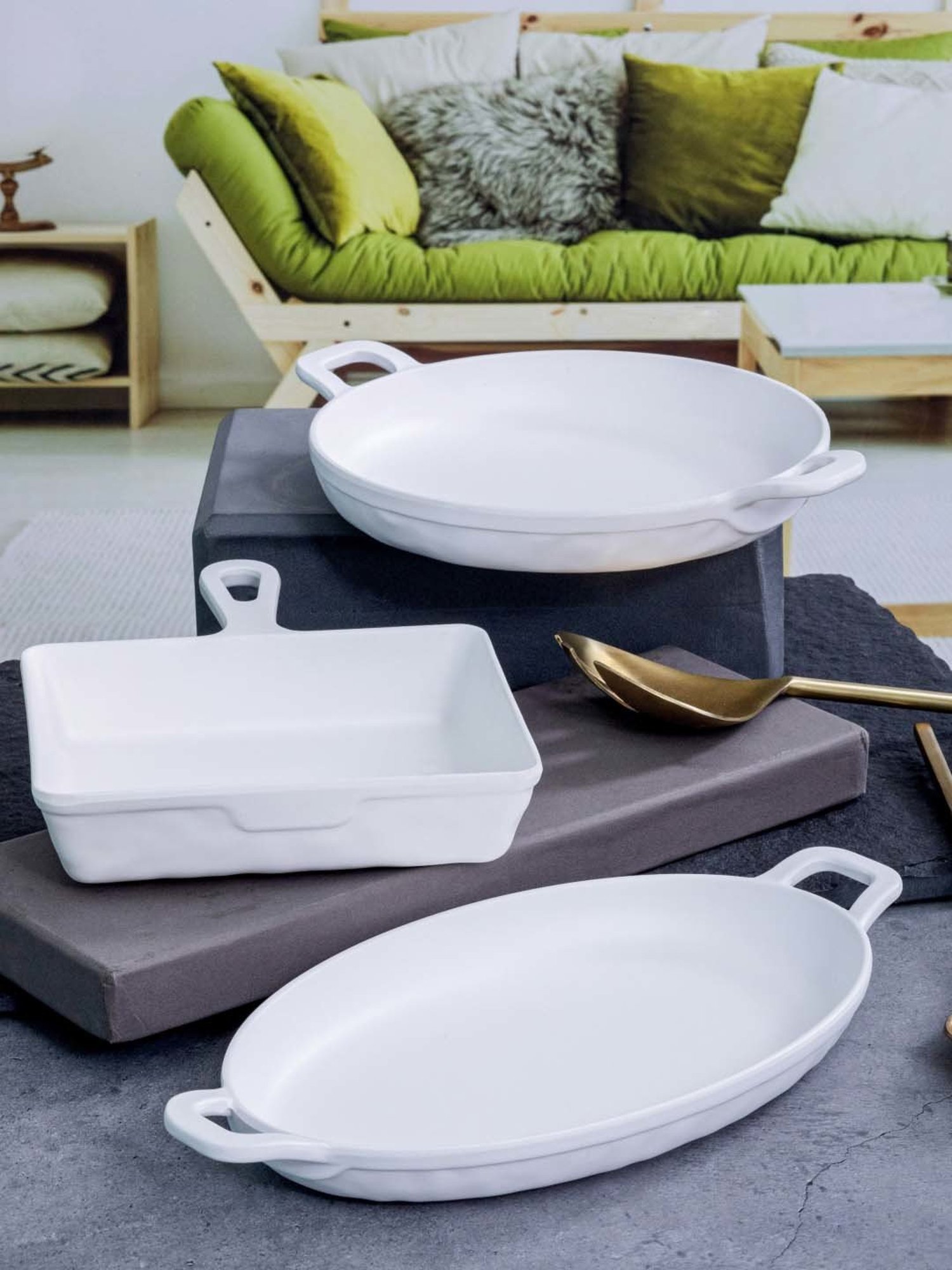 Servewell Servo White Melamine 3 Serving Platters With Handle