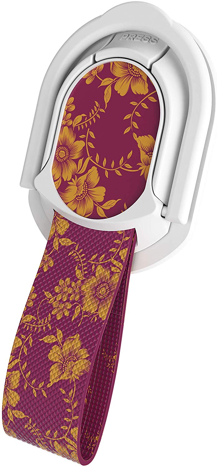 Ghostek Loop Phone Ring Holder Strap with Stand and Smartphone Car Holder Magnet Cute iPhone Grips for Women Perfect for Taking Selfies Removable for Wireless Charging Compatible - (Floral Fuchsia)