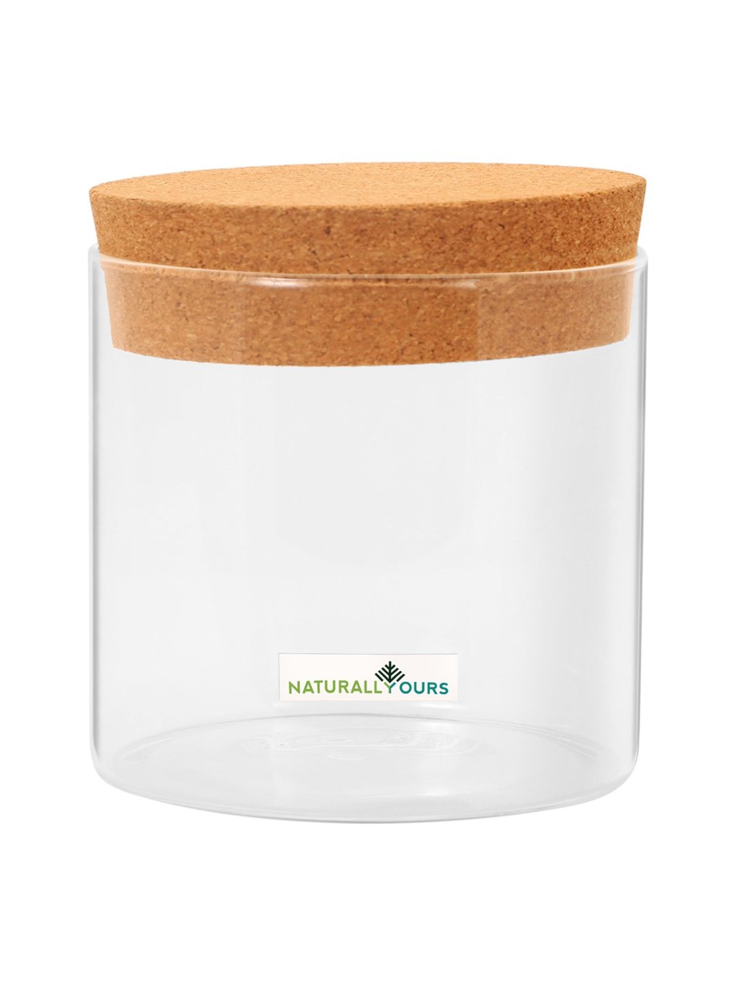 NATURALLYOURS Borosilicate Transparent Glass Storage Jars With Cork Lid -630 ml