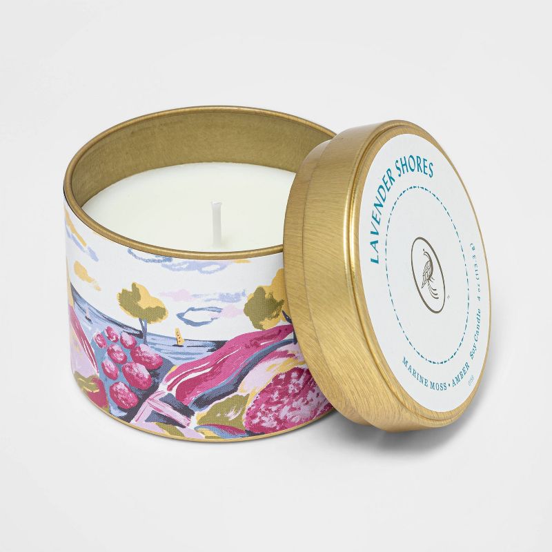 4oz Mini Patterned Tin Lavender Shores Candle - Opalhouse™