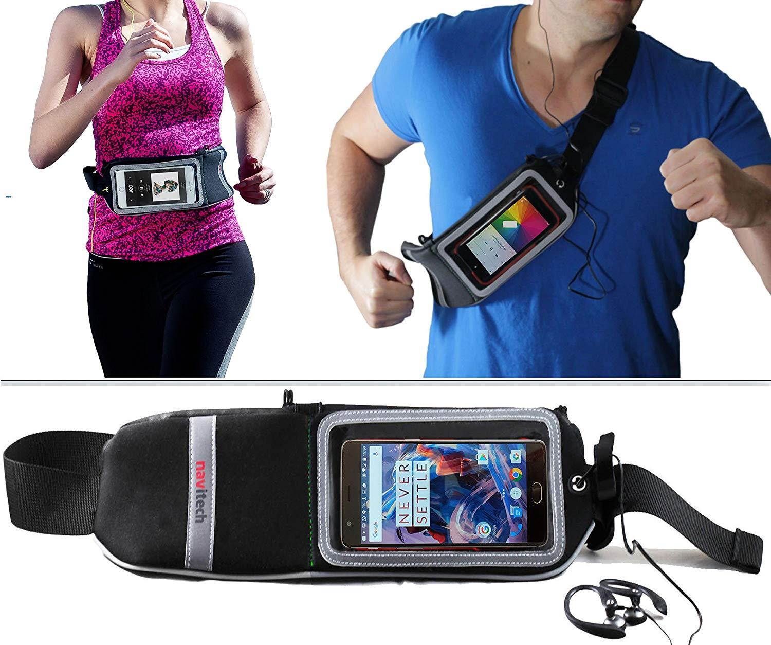 Navitech Black Smartphone Running/Jogging Water Resistant Sports Belt/Waistband Compatible with The OnePlus 5T