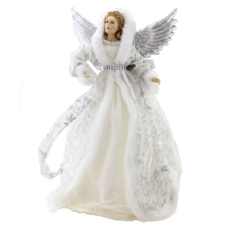 Tree Topper Finial 16.75" Angel Silver Wings Tree Topper Christmas Free Standing  -  Tree Toppers