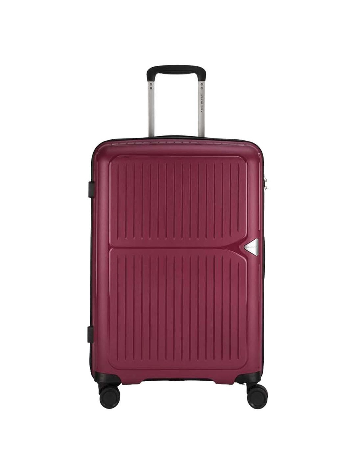 Aristocrat Locus Maroon Striped Hard Medium Trolley Bag - 47 cm
