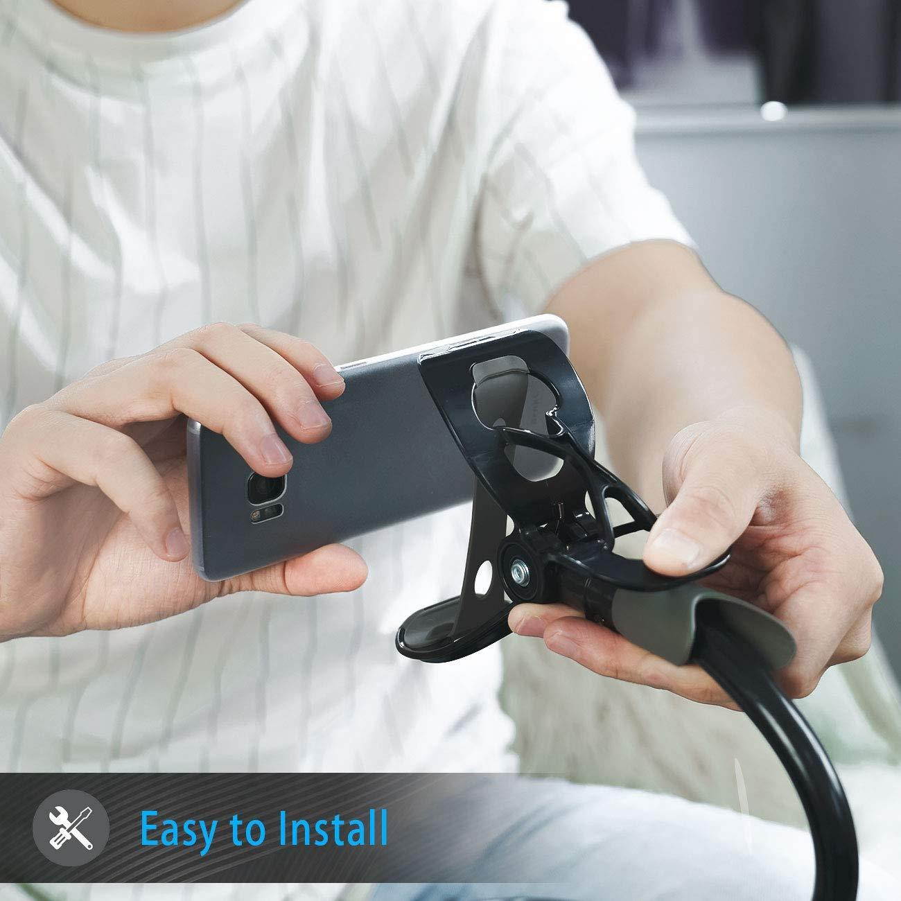 Gooseneck Bed Phone Holder Mount - Lamicall Flexible Long Arm Clip Clamp for Desk, Bendy Lazy Bracket Bedside Stand, Compatible with iPhone 11 Pro Xs Max XR X 8 7 6 Plus Samsung S10 S9 S8 Nintendo