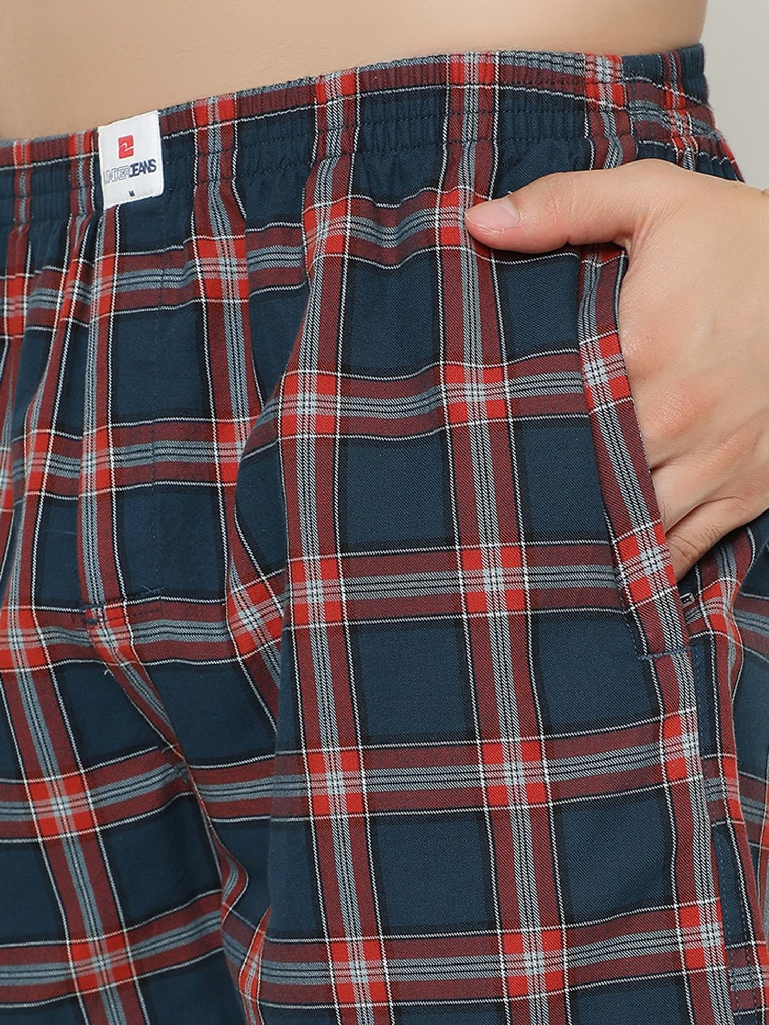 UnderJeans by Spykar Navy Check Cotton Boxers