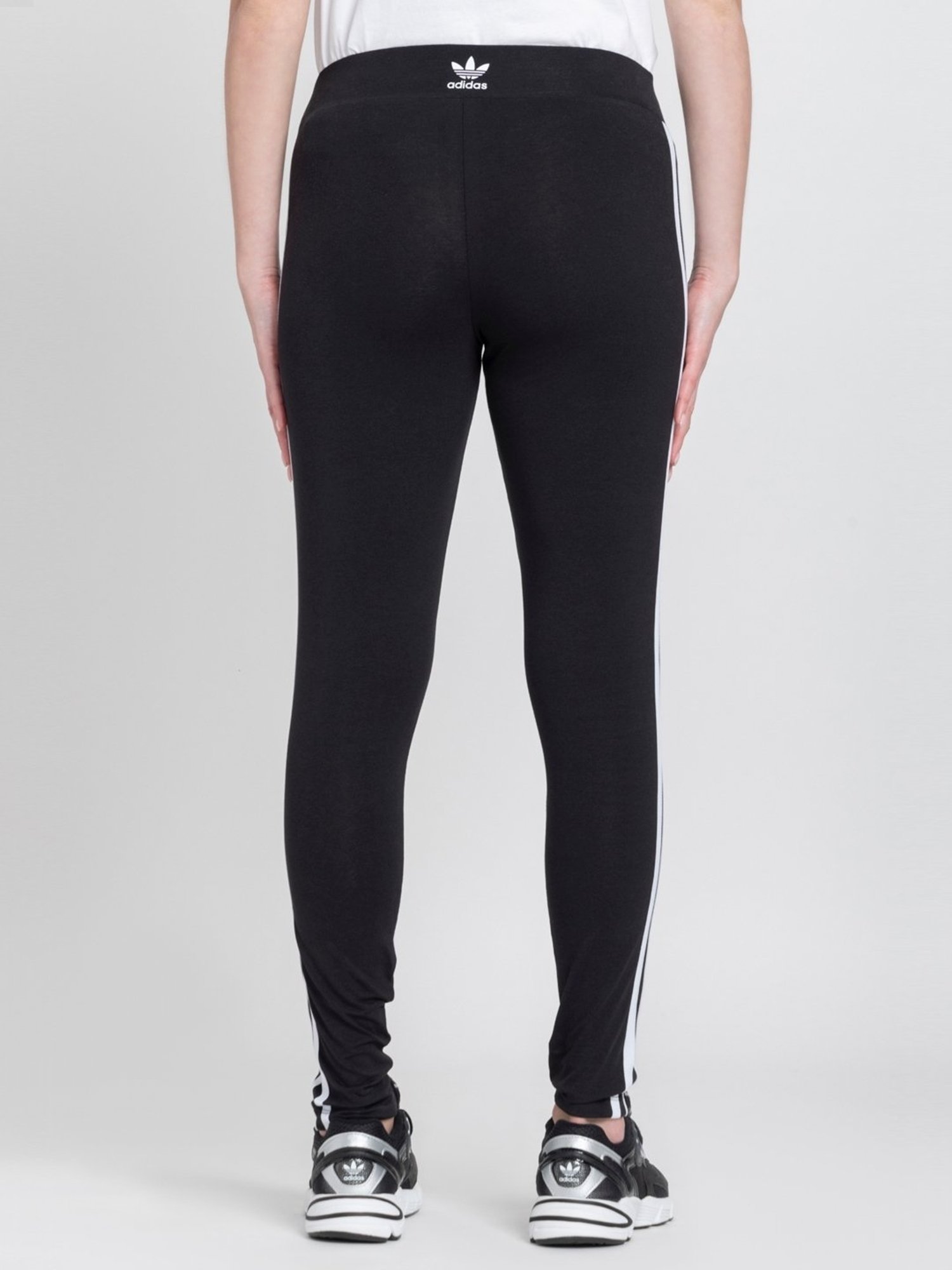 Adidas Originals Black Cotton Striped Tights