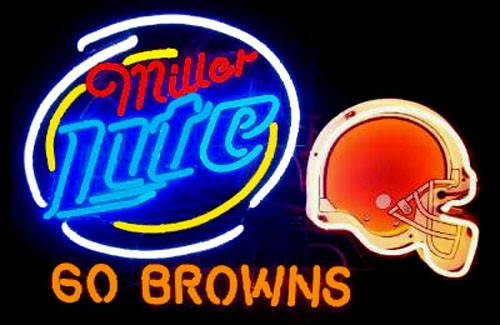 Fashion Neon Sign Miller Lite Cleveland Browns Handcrafted Real Glass Lamp Neon Light Neon Sign Beerbar Sign Neon Beer Sign 24x20